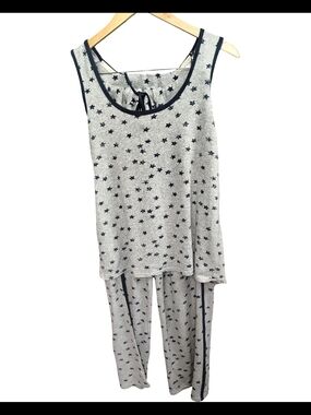 Lucky Brand Gray Star-Print Pajama Tank & Pants with Navy Trim